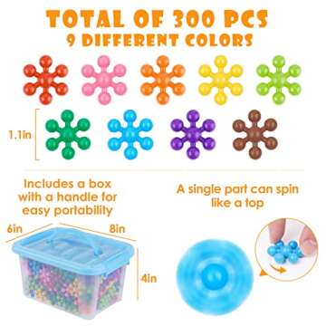 NiToy Snowflake Interlocking Building Block Educational Toy 300PCS for Kids Ages 3+, Multi-Color Sol...