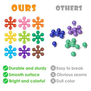 NiToy Snowflake Interlocking Building Block Educational Toy 300PCS for Kids Ages 3+, Multi-Color Solid Plastic Early Learning Creativity STEM Toy with Carrying Case Safe Material