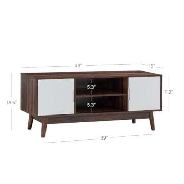 Nathan James Wesley Scandinavian TV Stand Media, Entertainment Center with Cabinet Doors, Console Table with Storage for Living Room, Brown/White