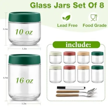 Qipecedm 8 Pack Overnight Oats Containers for Meal Prep