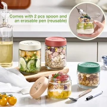 Qipecedm 8 Pack Overnight Oats Containers for Meal Prep