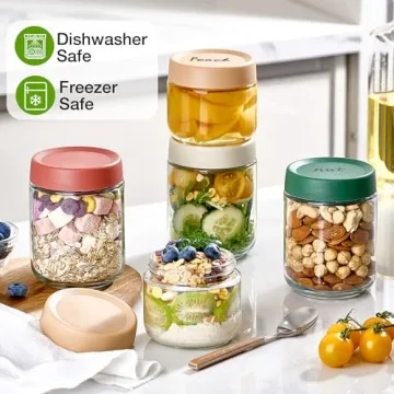 Qipecedm 8 Pack Overnight Oats Containers for Meal Prep