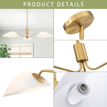 MEXO Modern Glass Sputnik Chandelier Gold Ceiling Light