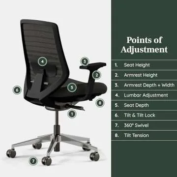Branch Ergonomic Chair - A Versatile Desk Chair with Adjustable Lumbar Support, Breathable Mesh Backrest, and Smooth Wheels - Experience Optimal Comfort and Support - All Black