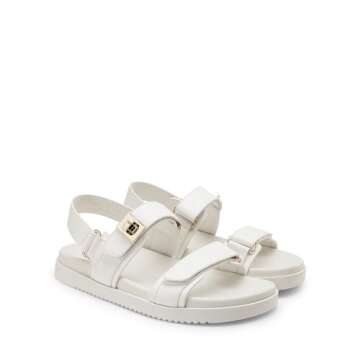 DREAM PAIRS Women's Comfortable Open Toe Flat Sandals Fashion One Band Summer Dessy Sandals,Size 8,WHITE,SDFS2409W