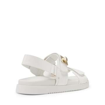 DREAM PAIRS Women's Comfortable Open Toe Flat Sandals Fashion One Band Summer Dessy Sandals,Size 8,WHITE,SDFS2409W