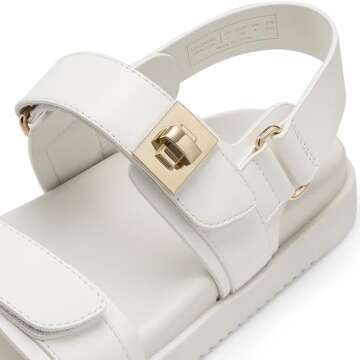 DREAM PAIRS Women's Comfortable Open Toe Flat Sandals Fashion One Band Summer Dessy Sandals,Size 8,WHITE,SDFS2409W