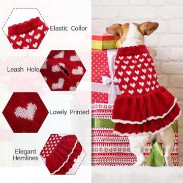 LETSQK Cozy Winter Dog Sweater Dress for Females