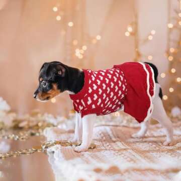 LETSQK Cozy Winter Dog Sweater Dress for Females