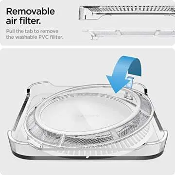 Spigen Mac Studio Stand with Built in Air Filter Designed for Mac Studio M2 Max, M2 Ultra, M1 Max, M1 Ultra Desktop Stand Mount PVC Filter Dust Prevention Ventilation Stand - Crystal Clear