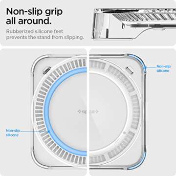 Spigen Mac Studio Stand with Built in Air Filter Designed for Mac Studio M2 Max, M2 Ultra, M1 Max, M1 Ultra Desktop Stand Mount PVC Filter Dust Prevention Ventilation Stand - Crystal Clear