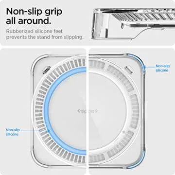 Spigen Mac Studio Stand with Built in Air Filter Designed for Mac Studio M2 Max, M2 Ultra, M1 Max, M1 Ultra Desktop Stand Mount PVC Filter Dust Prevention Ventilation Stand - Crystal Clear