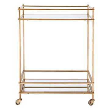 Zuo Mirrored Bar Cart, Gold