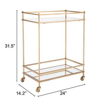 Zuo Mirrored Bar Cart, Gold