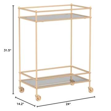 Zuo Mirrored Bar Cart, Gold