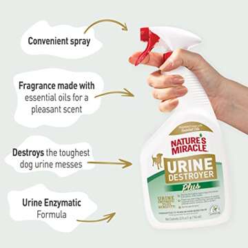 Nature's Miracle Urine Destroyer Plu for Dogs, Enzymatic Formula for Severe Dog Urine Stains, 32 fl oz