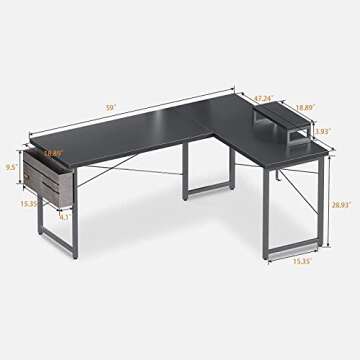 ODK L Shaped Desk - Modern Corner Desk for Home Office