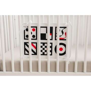Genius Baby Toys Baby Mirror - Large Crib Mirror - Double-Sided with High Contrast Images - Baby Safe Mirror - NICU Approved - Shatterproof with Hospital Grade Rubber
