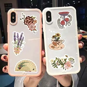 AOWDIAO Vintage Stickers, Aesthetic Cottagecore Decor, 50 Pieces Waterproof Vinyl Stickers for Water Bottle, Srapbook, Laptop, Phone Case, Teens Girls Adults Retro Gifts