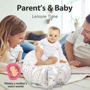 JOCUTE Baby Lounger - Baby Lounger for Newborn, Breathable & Soft Baby Nest Cover Co Sleeper for Baby 0-24 Months, Babies Essentials Gifts, Portable Infant Lounger-White Leaves