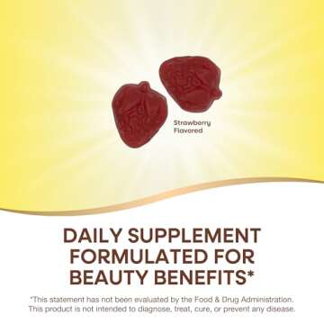 Nature's Way Alive! Hair, Skin & Nails Premium Gummies, Beauty Formula*, with Collagen, Biotin, Vitamins C & E, Strawberry Flavored, 60 Gummies (Packaging May Vary)
