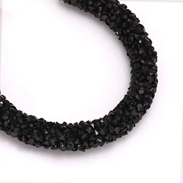 NLCAC Glitter Hoop Earrings Bohemian Sparkle Resin Rhinestone Wrapped Hoop Dangle Earrings for Women(B-black)