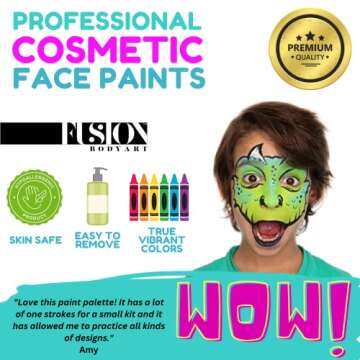 Fusion Body Art | Perfect Face Painting Kit for Professionals, Kids and Parents - Skin Safe Hypoallergenic Vegan Face Paints