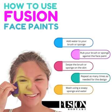 Fusion Body Art | Perfect Face Painting Kit for Professionals, Kids and Parents - Skin Safe Hypoallergenic Vegan Face Paints