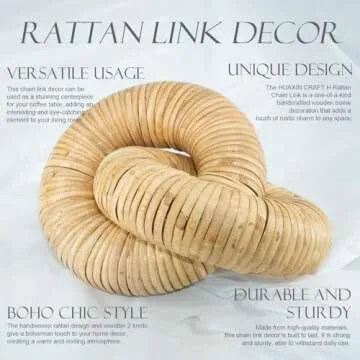 HUAXIN CRAFT H Rattan Chain Link Décor, Hand Woven 2 Pieces Table Decor with Bohemian Style