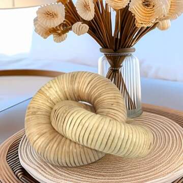 HUAXIN CRAFT H Rattan Chain Link Décor, Hand Woven 2 Pieces Table Decor with Bohemian Style