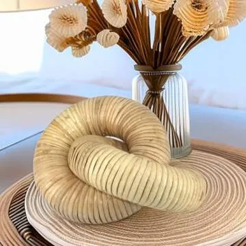 HUAXIN CRAFT H Rattan Chain Link Décor, Hand Woven 2 Pieces Table Decor with Bohemian Style