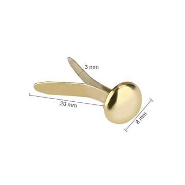 100 PCS Mini Brads, Gold Brass Fasteners for Crafting and Scrapbooking