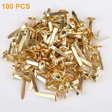 100 PCS Mini Brads - Brass Fasteners for Crafting