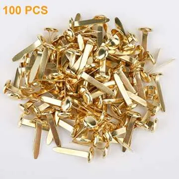 100 PCS Mini Brads - Brass Fasteners for Crafting