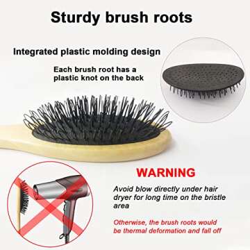 Amirce Wig Brush for Synthetic Wigs, Detangling Wigs Professional Wood Handle Hair Comb Wig Brush Set,WB-1