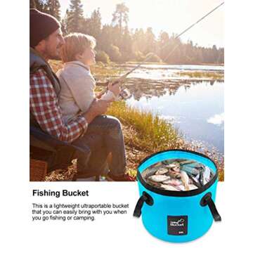 Riigoo Collapsible Bucket, Portable Foldable Bucket Water Container Wash Basin for Fishing, Camping, Gardening, Travel, Outdoor Activities, Lightweight & Durable, Space-Saving, 5 Gallon