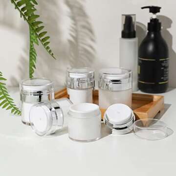 2 Pack 1.7 Oz Airless Pump Jars,Vacuum Cosmetic Travel Containers for Lotions Creams, Moisturizer Pump Dispenser Refillable Airless Travel Jars Empty Make Up Sample Containers (1.7 oz / 50ml)