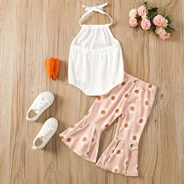 Stylish Kaipiclos Toddler Baby Girl Outfit with Floral Bell Bottoms