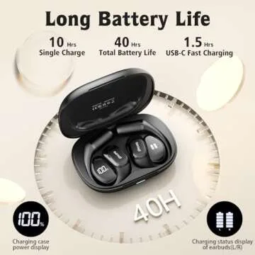 Open Ear Headphones - Ergonomic Earhook Bluetooth 5.4 with Smart Display