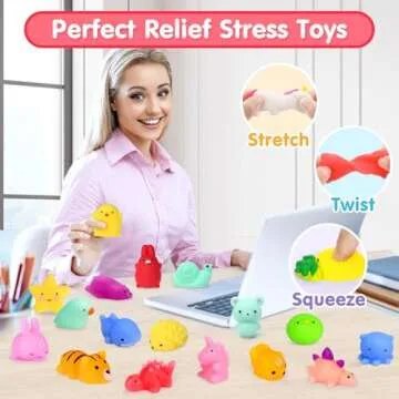 FLY2SKY 45Pcs Mochi Squishy Toys Mini Squishies Kawaii Animal Squishies Party Favors for Kids Cat Panda Unicorn Squishy Novelty Stress Relief Toys Birthday Gifts Goody Bags Class Prizes Pinata Fillers