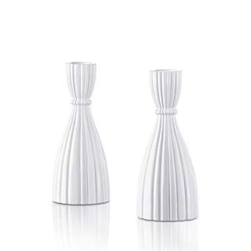 LampLust White Taper Candle Holder, 6 Inch, 2 Pack Candlestick Holders, Glass Candle Holders for Standard Tapered Candles, Candle Sticks Holder Decor, Spring Home Decor, Wedding Centerpiece