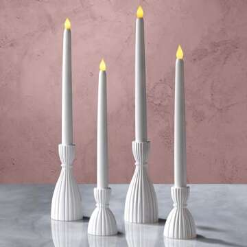 LampLust White Taper Candle Holder, 6 Inch, 2 Pack Candlestick Holders, Glass Candle Holders for Standard Tapered Candles, Candle Sticks Holder Decor, Spring Home Decor, Wedding Centerpiece