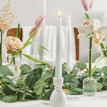 LampLust White Taper Candle Holder, 6 Inch, 2 Pack Candlestick Holders, Glass Candle Holders for Standard Tapered Candles, Candle Sticks Holder Decor, Spring Home Decor, Wedding Centerpiece