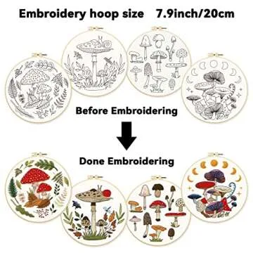 Beginners Mushroom Embroidery Kit - Easy DIY Craft Set
