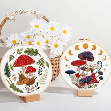 Beginners Mushroom Embroidery Kit - Easy DIY Craft Set