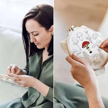 Beginners Mushroom Embroidery Kit - Easy DIY Craft Set