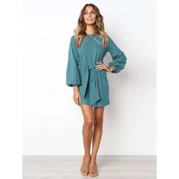 Elegant Women's Lantern Sleeve Short Dress for Fall Fashion