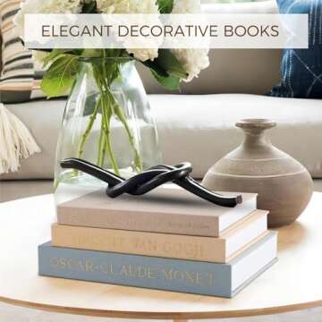 Elegant Set of 3 Linen Decorative Books for Home Decor - Modern Faux Book Stack