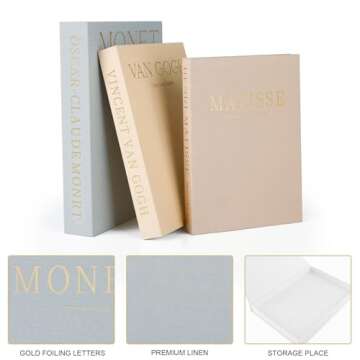 Elegant Set of 3 Linen Faux Decorative Books for Home