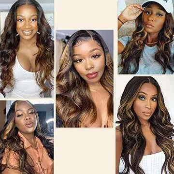 Ombre Highlight Body Wave Lace Front Wig Human Hair 13x4x1 Balayage FB30 Blonde Colored Human Hair Wigs for Women Lace Frontal Wigs 150% Density Pre Plucked(20 inch）